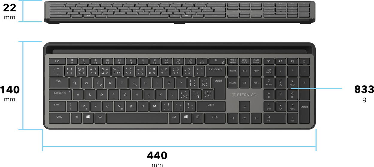 Klávesnice Eternico Wireless Keyboard KSB3350 CZ/SK