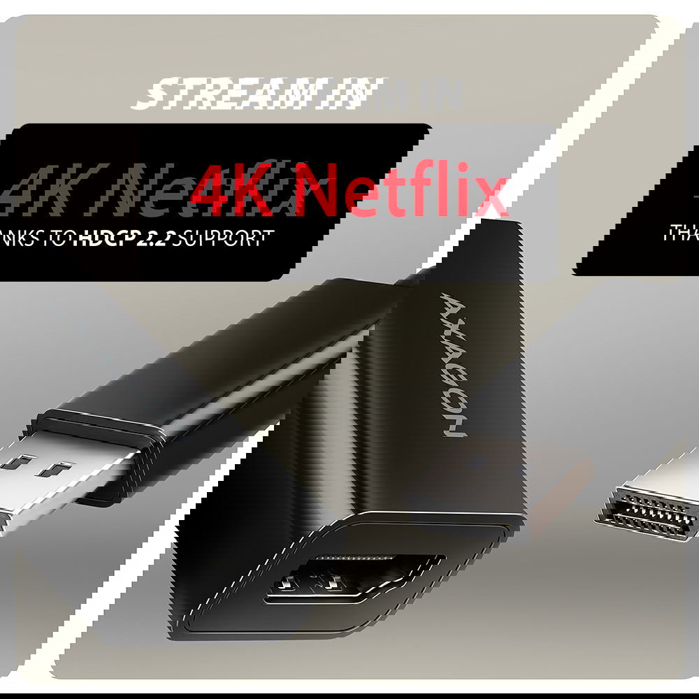 AXAGON RVD-HI20N unterstützt HDCP 2.2 für die Anzeige von 4K/2K/FHD-Inhalten