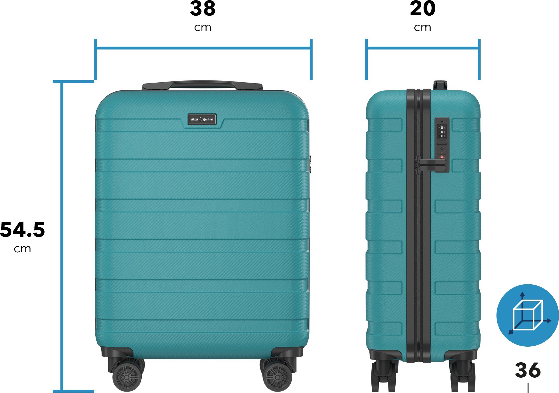 Bőrönd AlzaGuard Traveler Suitcase 2025 bőrönd, S - fekete
