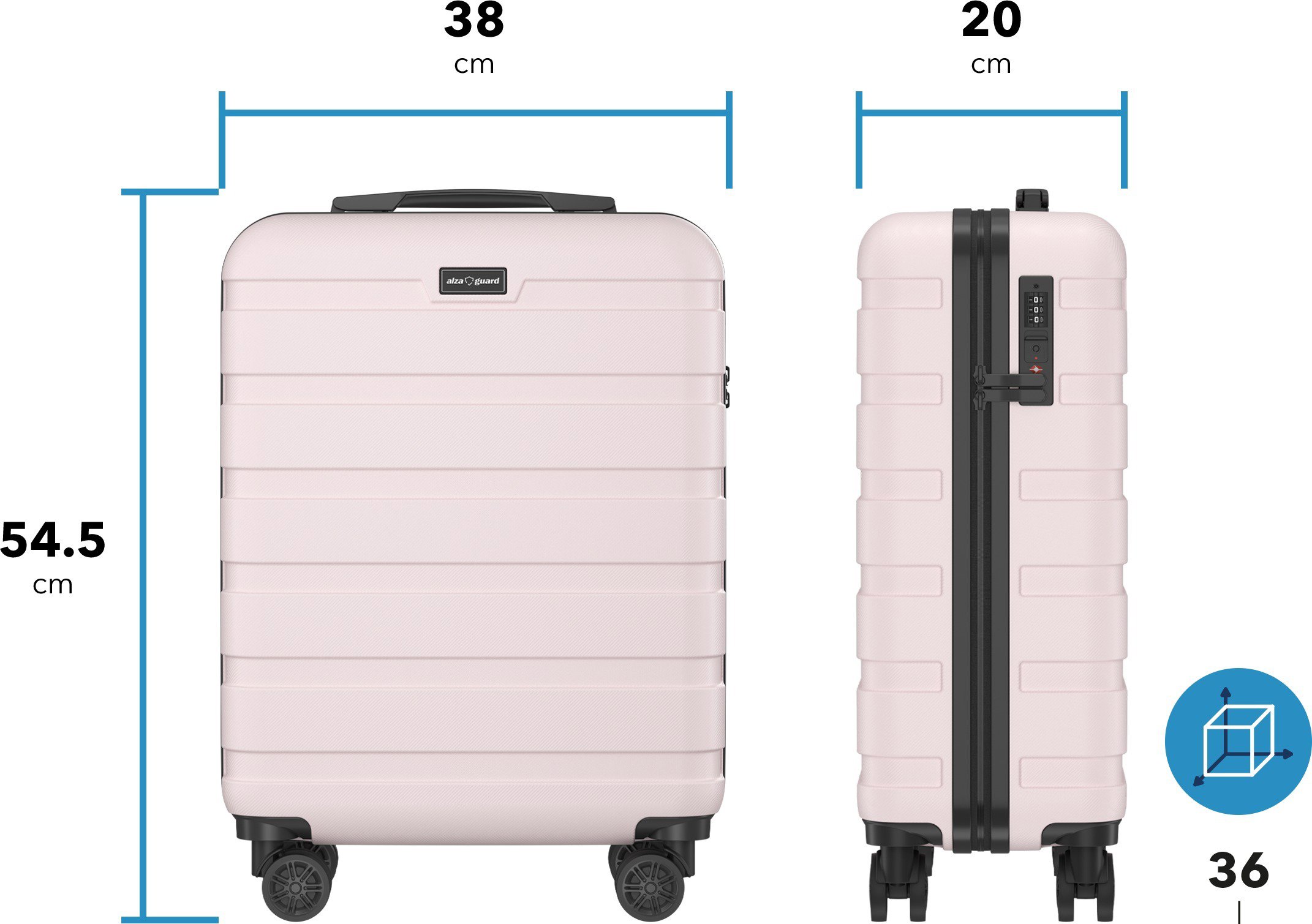 Bőrönd AlzaGuard Traveler Suitcase 2025 bőrönd, S - fekete