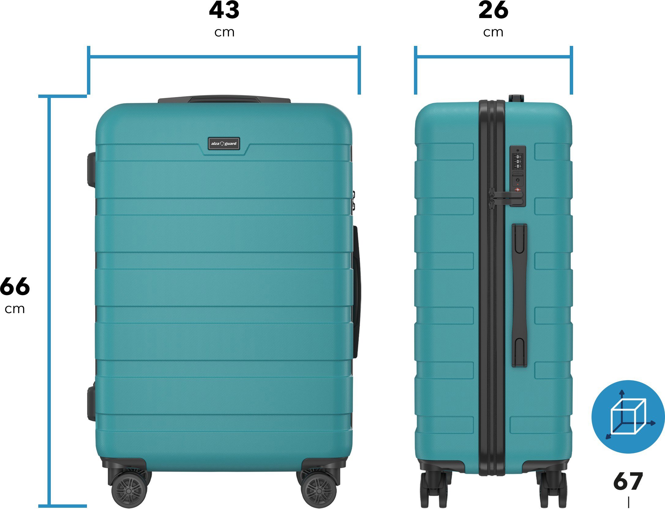 AlzaGuard Traveler Suitcase 2025 bőrönd, M - fekete