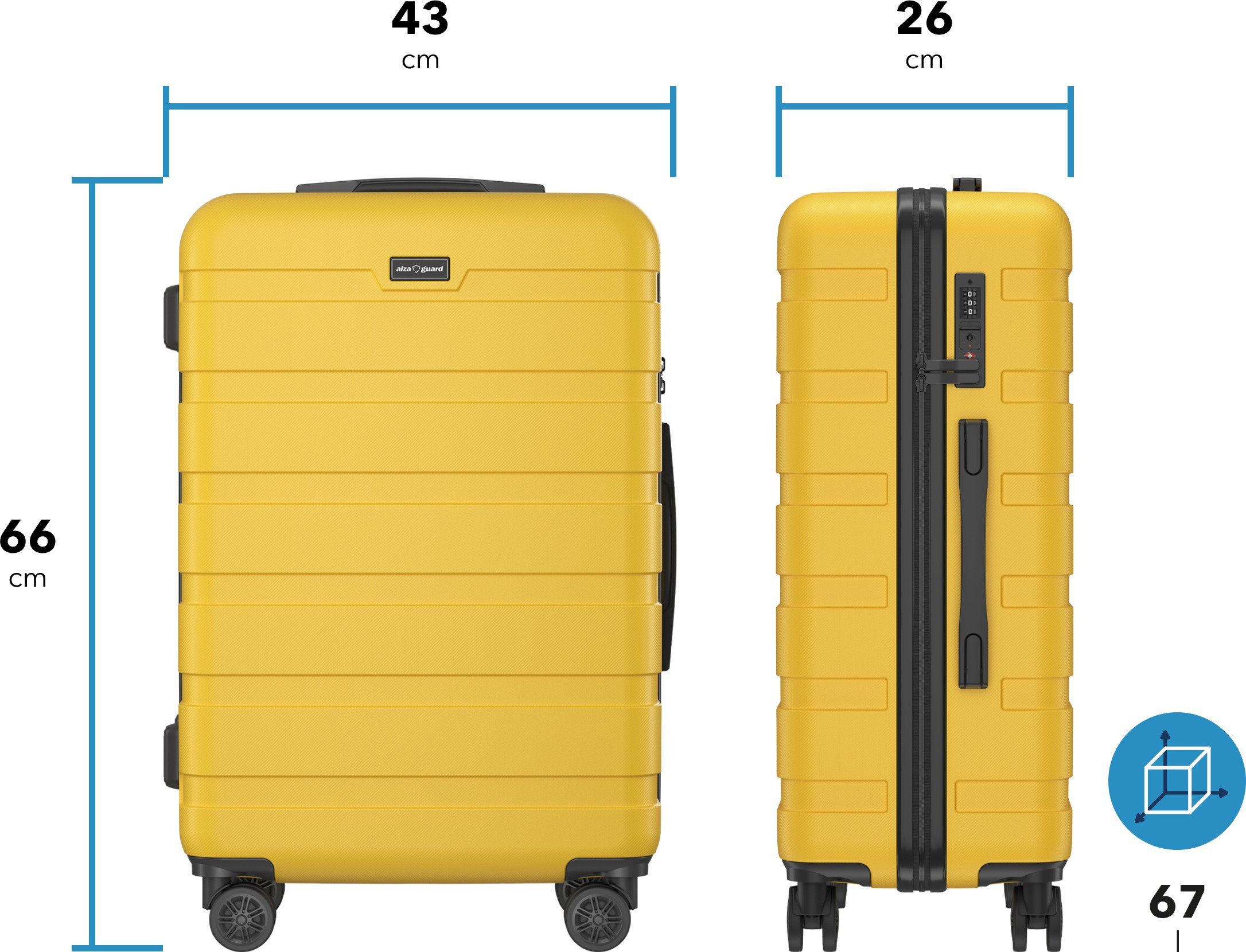 AlzaGuard Traveler Suitcase 2025 bőrönd, M - fekete