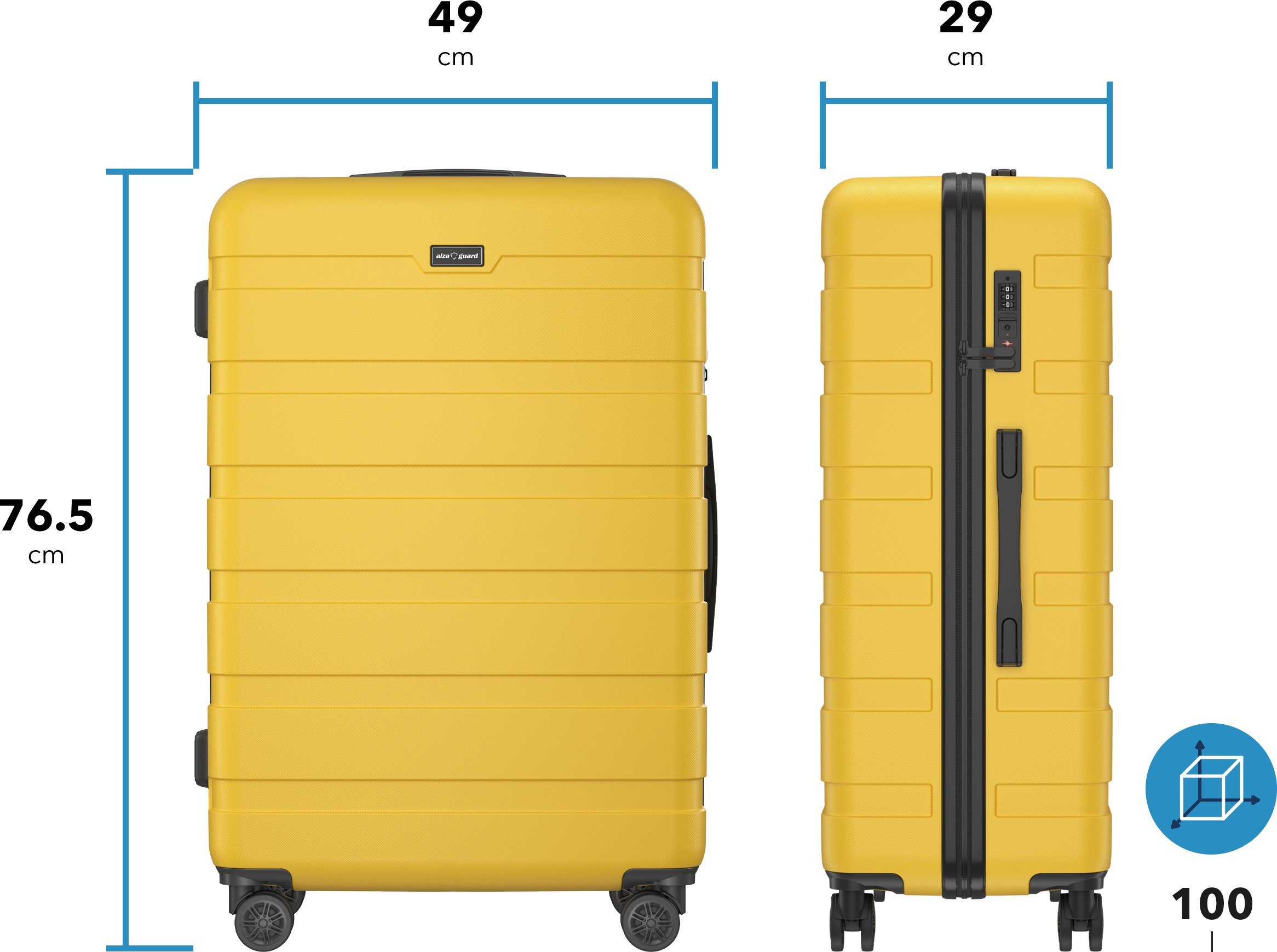 AlzaGuard Traveler Suitcase 2025 bőrönd, L - fekete
