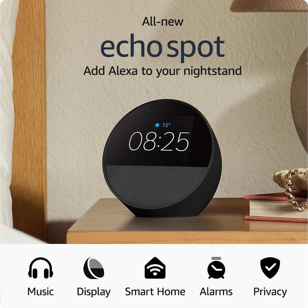 Hlasový asistent Amazon Echo Spot Black a jeho funkce