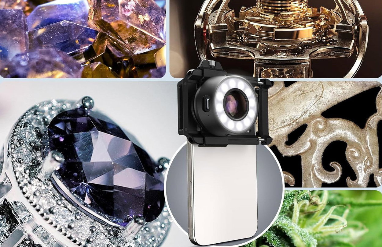 Apexel HD 120X Jewelry Macro Lens with LED Light & UV Light for Phone