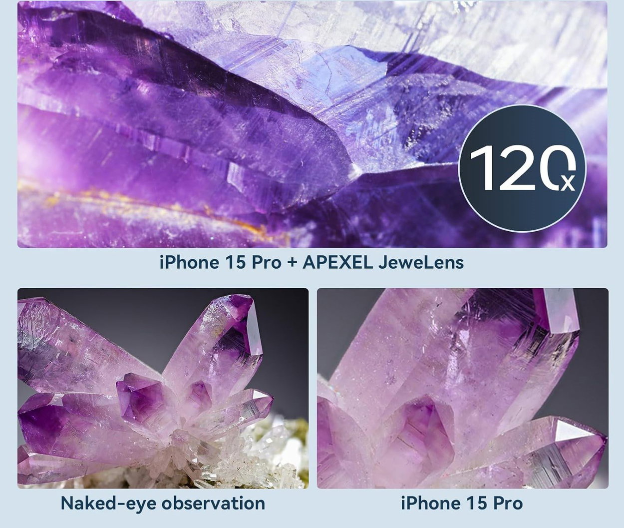 Apexel HD 120X Jewelry Macro Lens with LED Light & UV Light for Phone