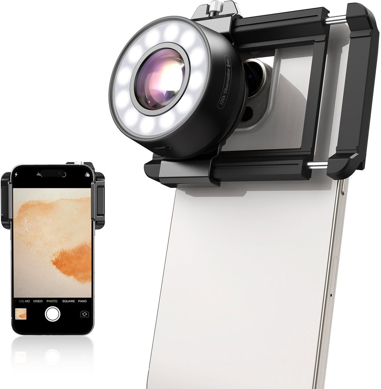 Apexel HD 120X Jewelry Macro Lens with LED Light & UV Light for Phone