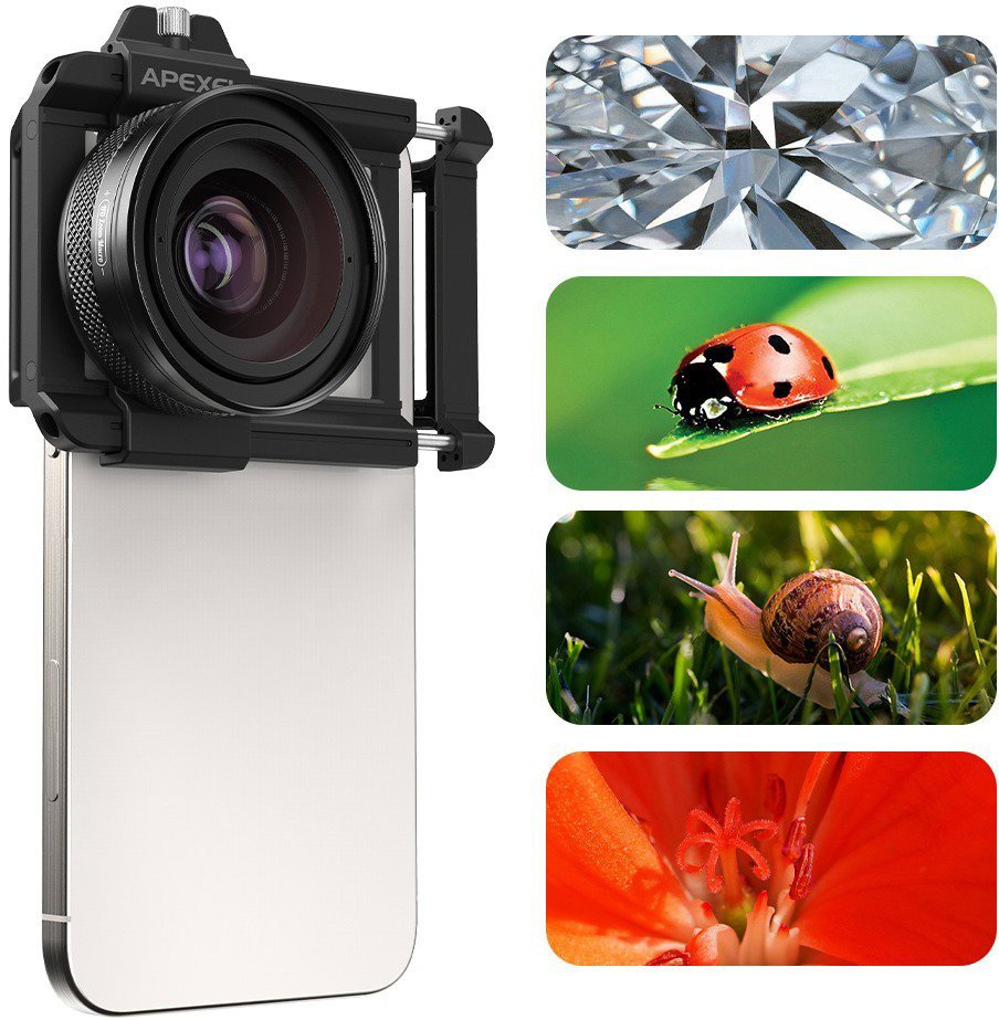 Apexel Adjustable 10X-20X Zoom Macro Lens for Mobile Phone