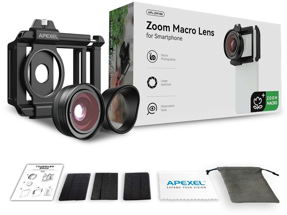 Apexel Adjustable 10X-20X Zoom Macro Lens for Mobile Phone
