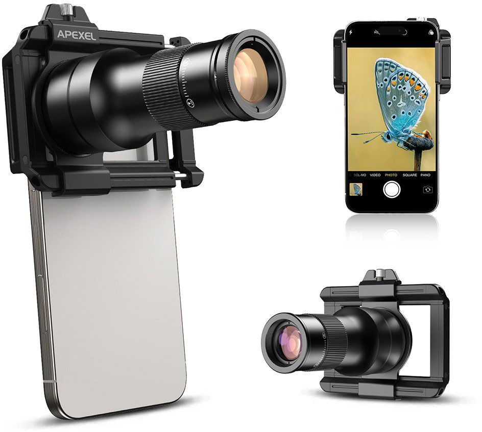 Objektiv pro mobilní telefon Apexel 6X Telephoto Lens & 150mm Macro Lens 2IN1 Kit