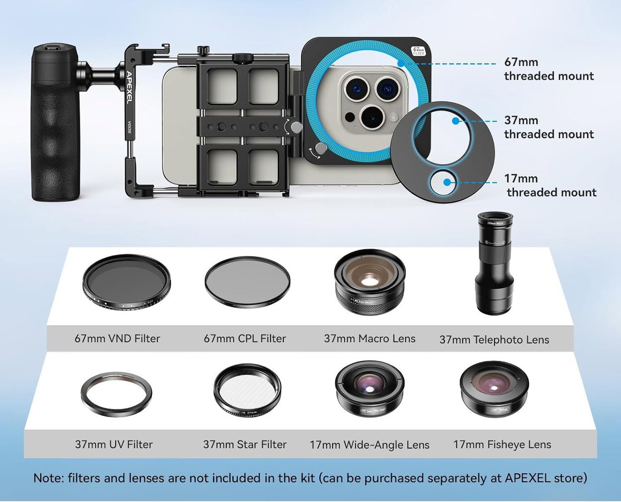 Apexel Universal smartphone filming rig kit