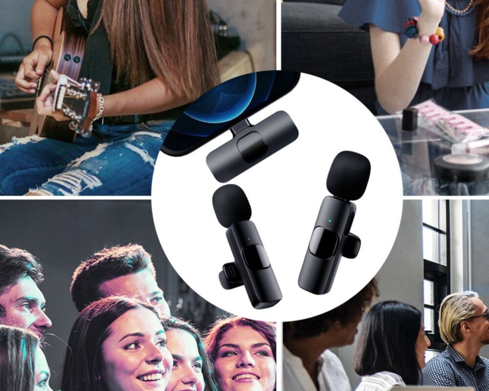 Microphone Apexel 2 Pack Wireless Lavillar Microphone (USB type-c interface)
