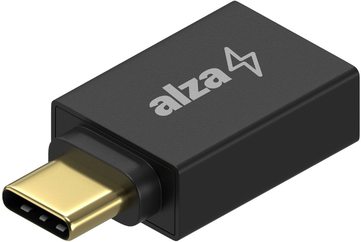 AlzaPower USB-C (M) to USB-A (F) 3.2 Gen 1 OTG adapter, fekete
