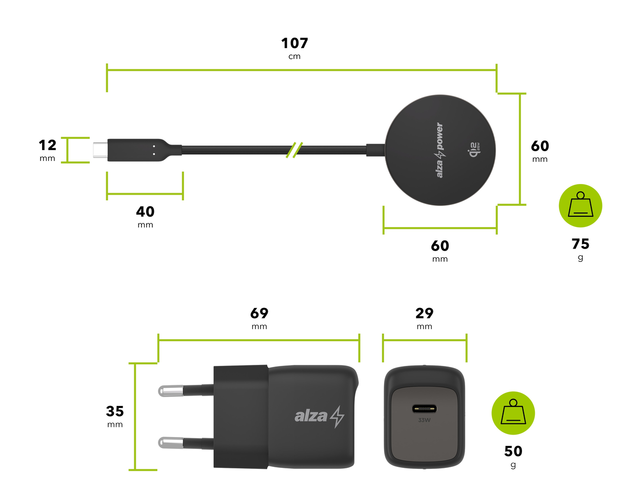 AlzaPower Wireless SET WQT120B
