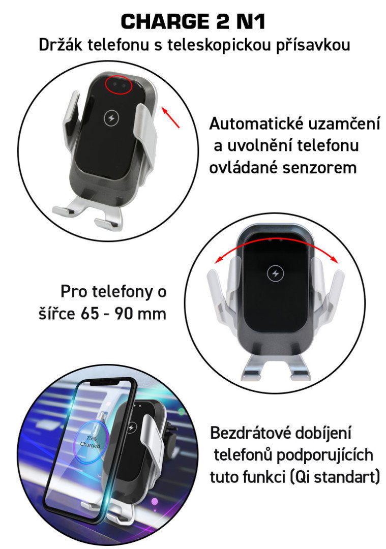 SEFIS Charge 2 držák telefonu s teleskopickou přísavkou N1