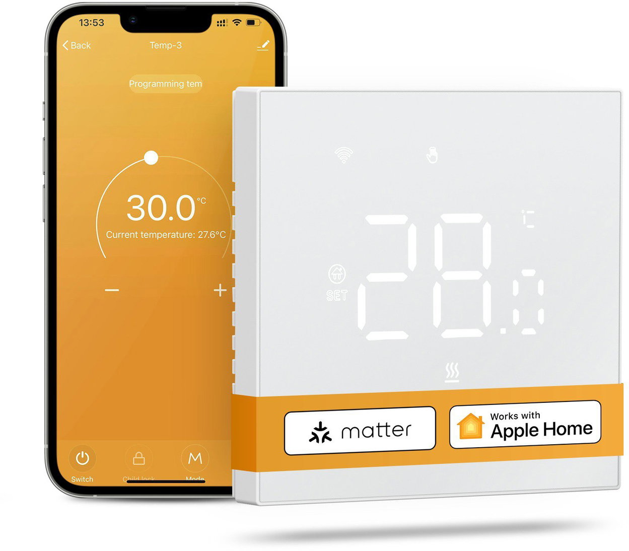 AVATTO WT410 3A Water Heating Matter over WiFi Thermostat White
