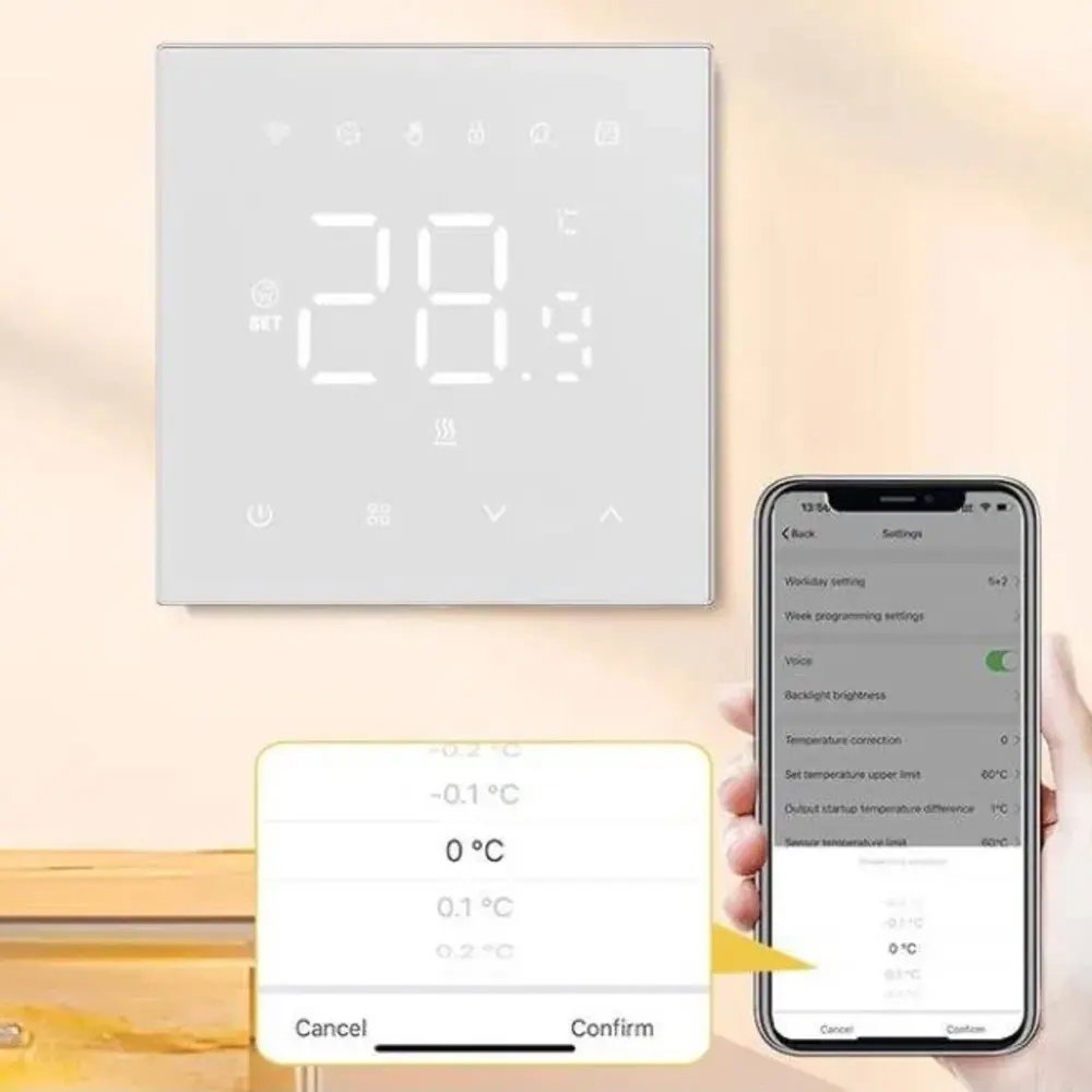 AVATTO WT410 3A Gas Boiler Matter over WiFi Thermostat White