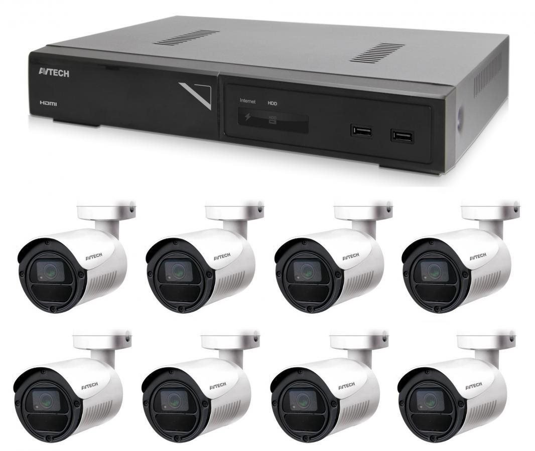 AVTECH camera set 1x NVR AVH1109 and 8x 2MPX IP Bullet camera DGM2103SV