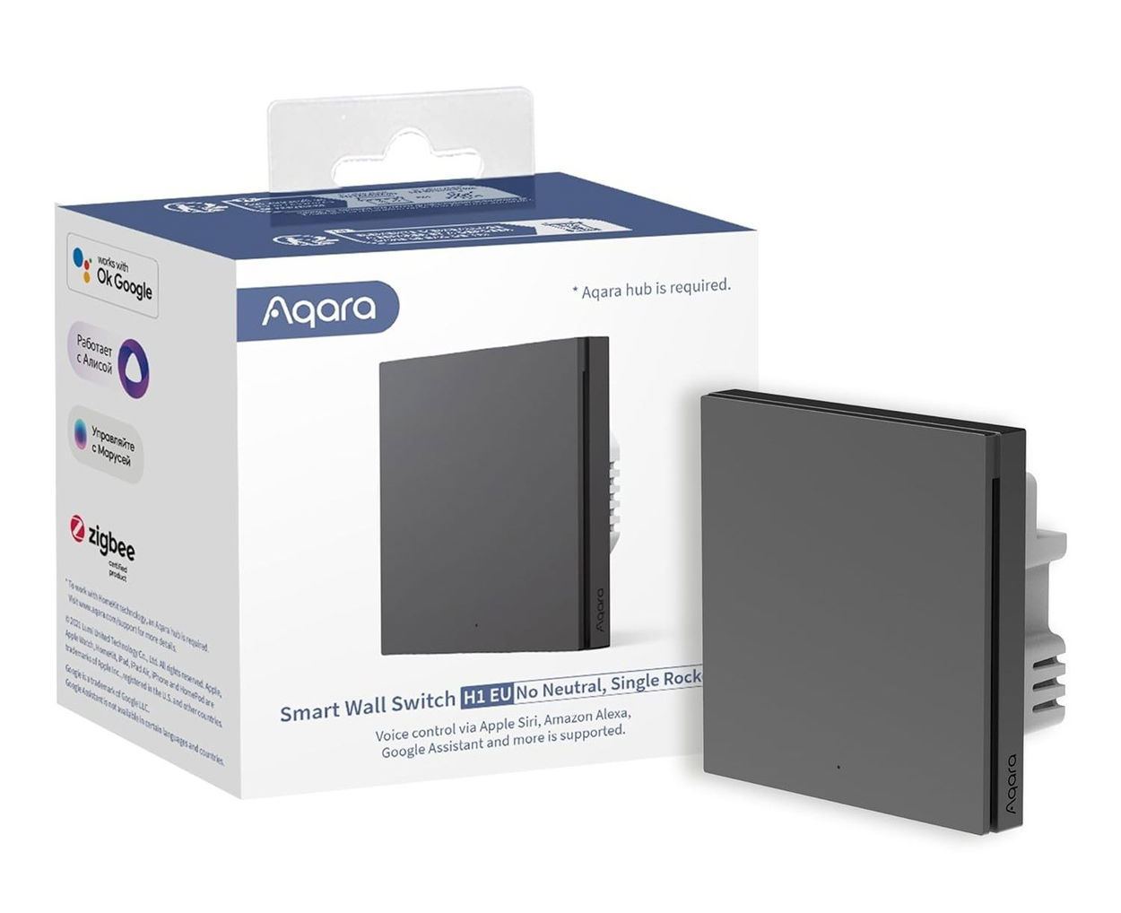 Spínač Aqara Smart Wall Switch H1 (No Neutral, Single Rocker). šedý