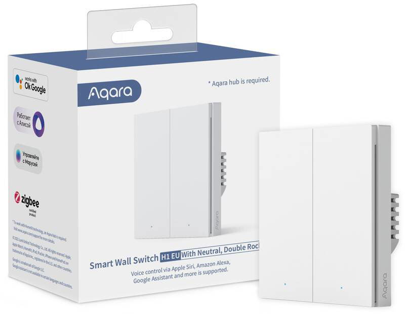 Spínač Aqara Smart Wall Switch H1 (With Neutral, Double Rocker)