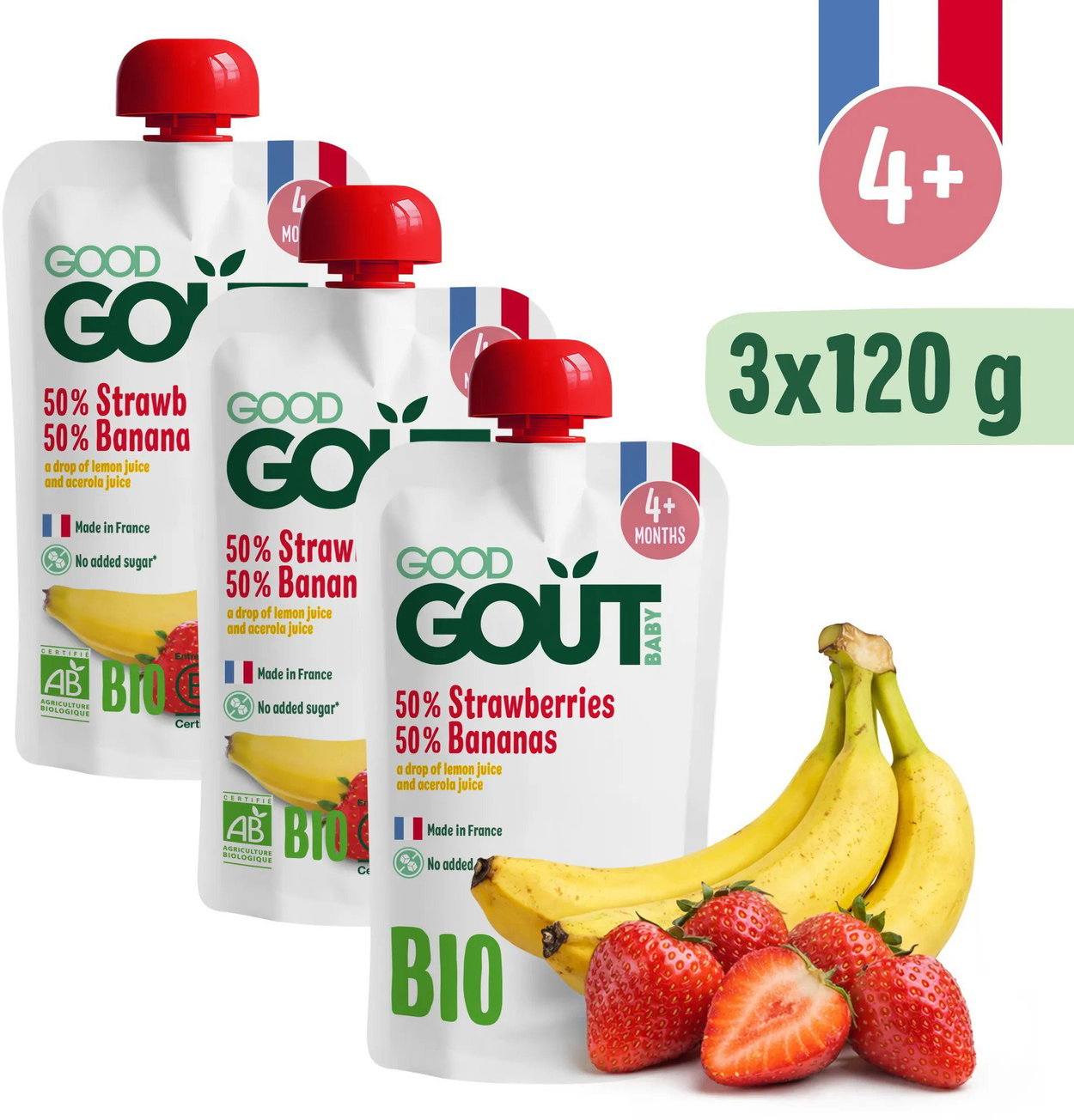 Good Gout Organic Strawberry with banana 3x 120 g