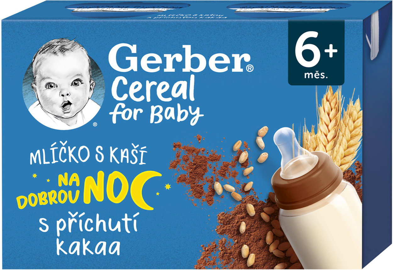 GERBER Cereal liquid baby food with cocoa flavoured porridge 2×200 ml