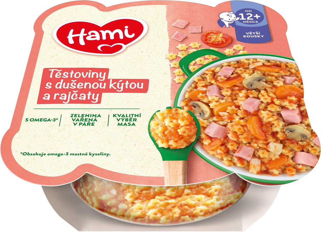 Snack HAMI meat and vegetable plate Pasta with stewed hocks and tomatoes 3× 230 g
