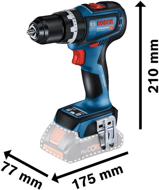 Aku vrtačka Bosch Professional GSB 18V-90 C 2x4Ah, 0.601.9K6.104