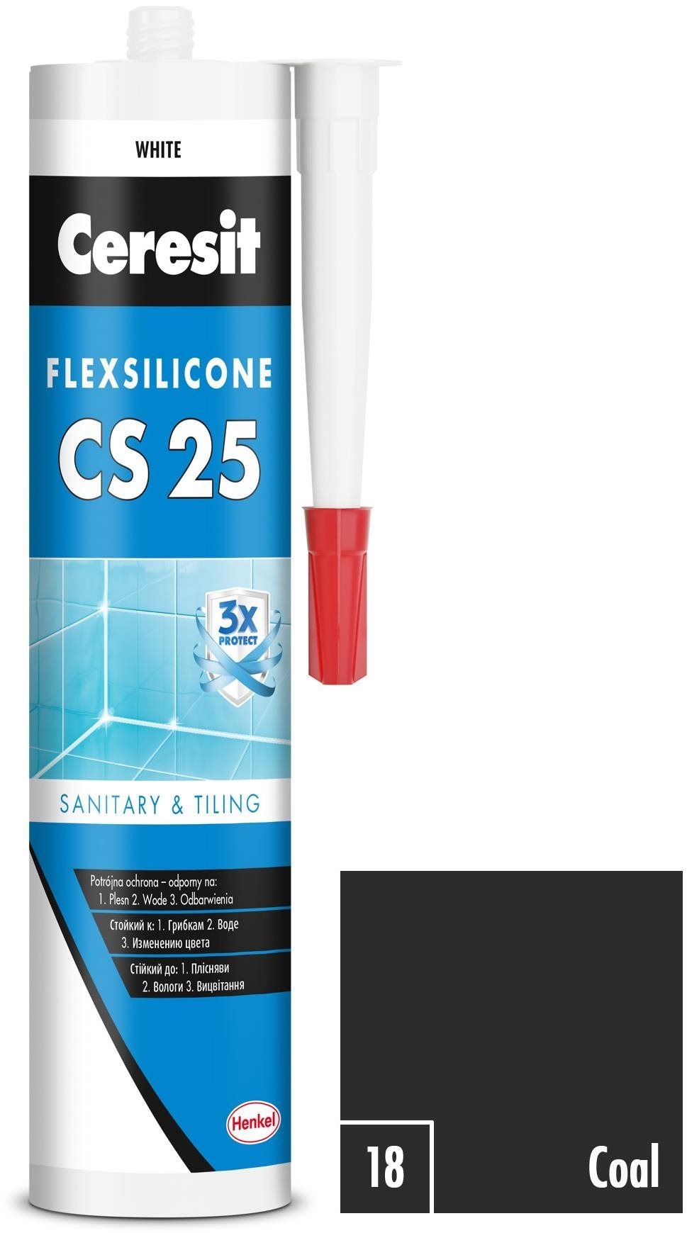 Ceresit Sanitární silikon CS 25 černý, 280 ml