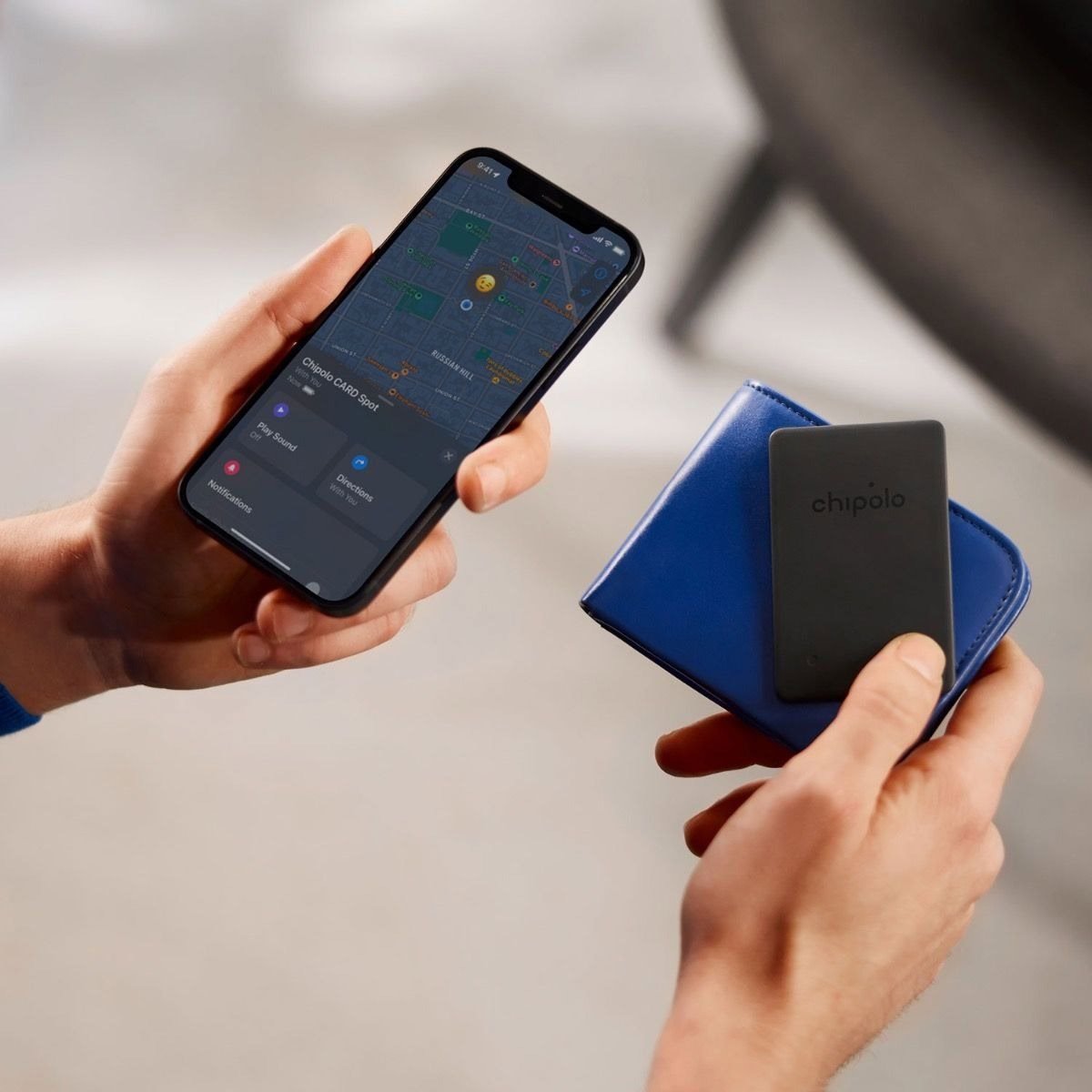 Bluetooth lokalizační čip Chipolo CARD Spot– Chytrý vyhledávač peněženky, černý