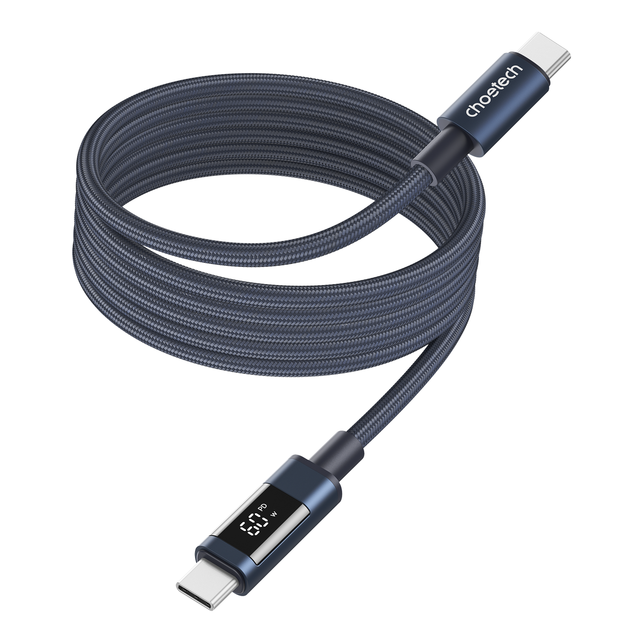 ChoeTech PD60W USB-C to USB-C Digital Display 1.2m Magnet Nylon Cable Dark blue data cable