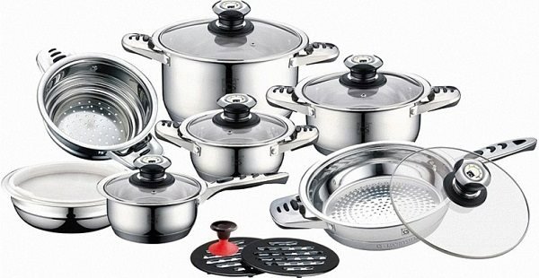 Cooking utensil set CS KOCHSYSTEME Stainless steel utensil set with thermometer AURICH 16pcs CS-065843