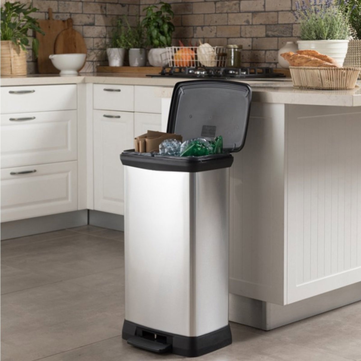 Curver Deco Bin Duo 23L+23L, silver