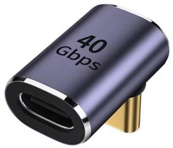 DLTECH 90° USB-C 3.0 OTG 40Gbps adapter - front/back