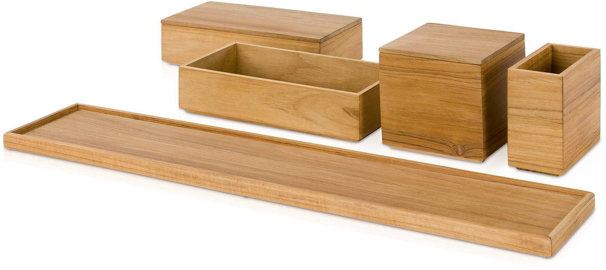 Cosmetic organiser Möve Teak Set of 5 storage boxes, teak
