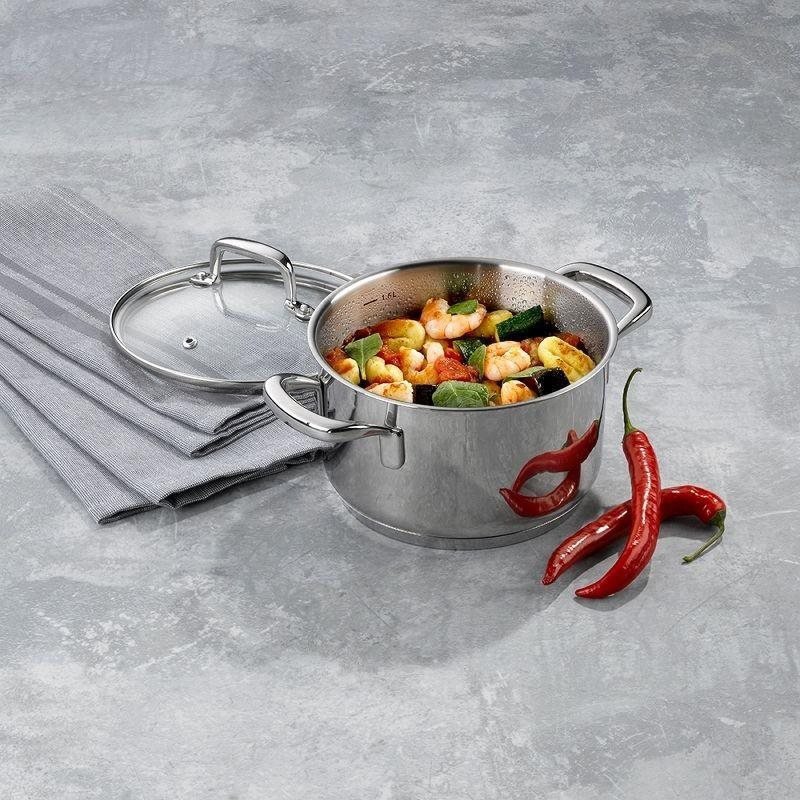 Pot KELA Pot with lid stainless steel 18/10 FLAVORIA 16 cm