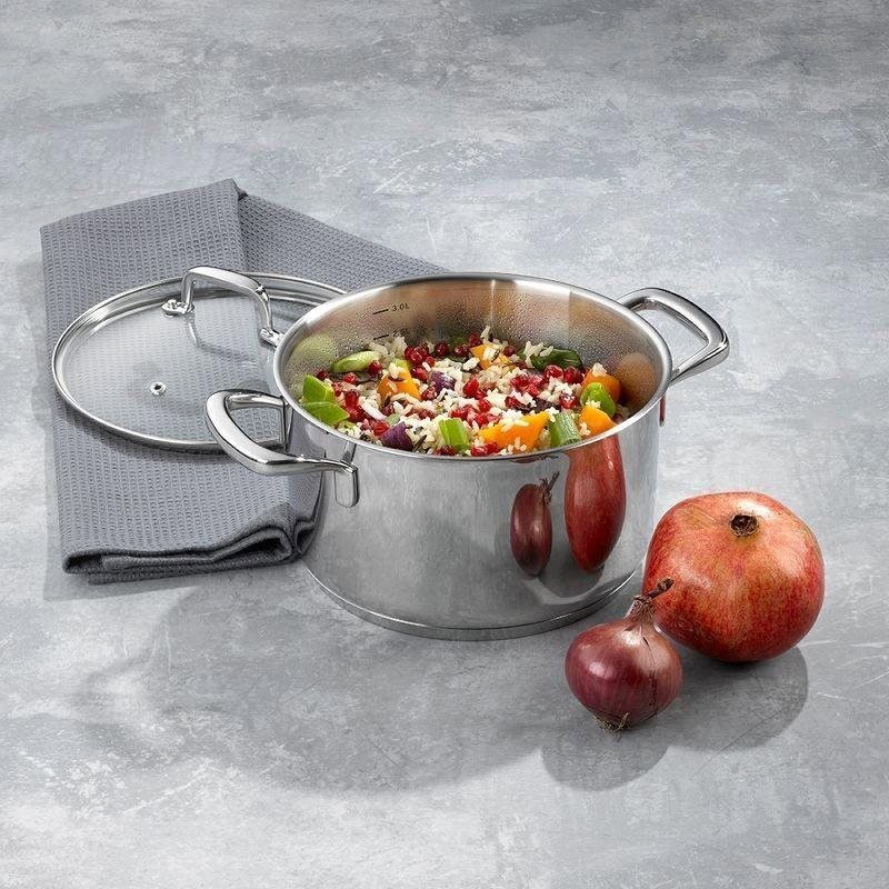 Pot KELA Pot with lid stainless steel 18/10 FLAVORIA 20 cm