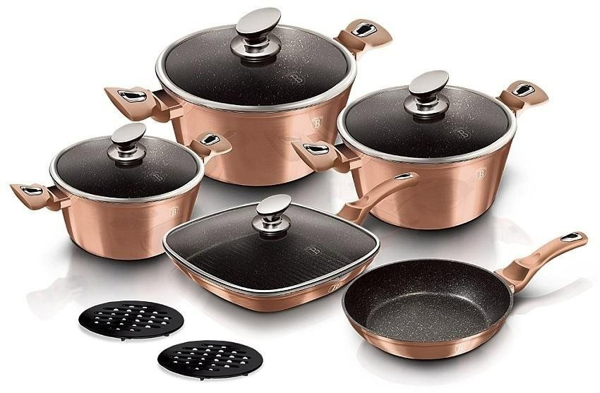 BERLINGERHAUS Set of cooking utensils with marble surface 11 pcs Rosegold Metallic Line