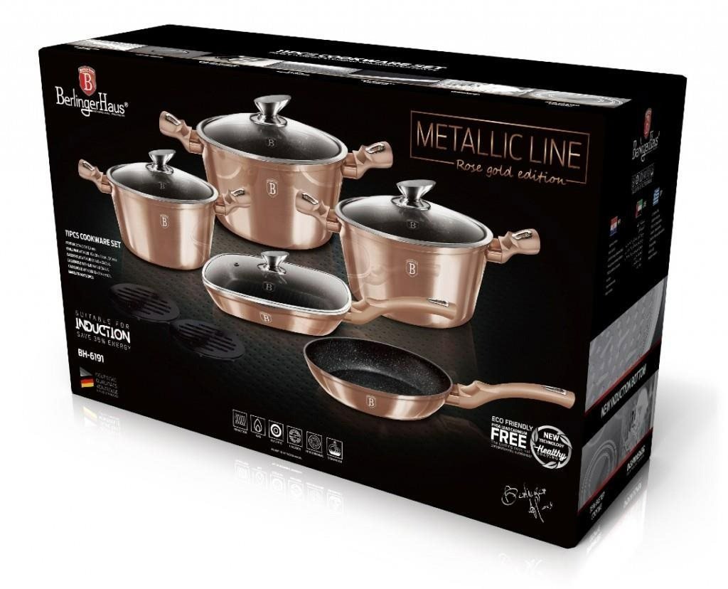BERLINGERHAUS Set of cooking utensils with marble surface 11 pcs Rosegold Metallic Line