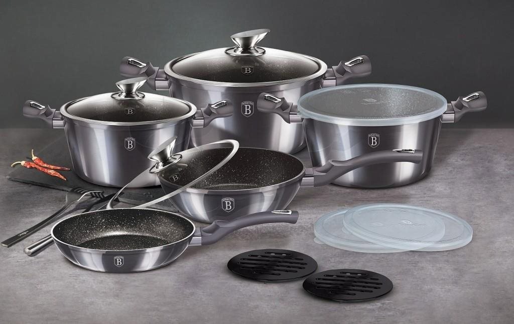 BERLINGERHAUS Cookware Set Marble Surface Cookware Set 13 Pieces Carbon PRO Line BH-6886