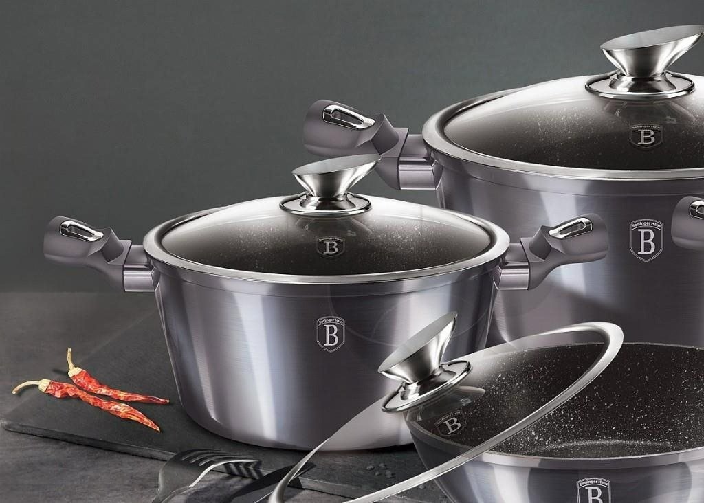 BERLINGERHAUS Cookware Set Marble Surface Cookware Set 13 Pieces Carbon PRO Line BH-6886