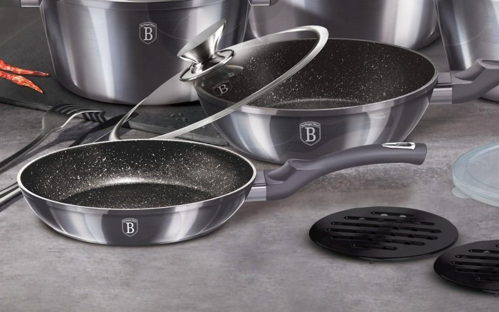 BERLINGERHAUS Cookware Set Marble Surface Cookware Set 18 pcs Carbon PRO Line BH-6887