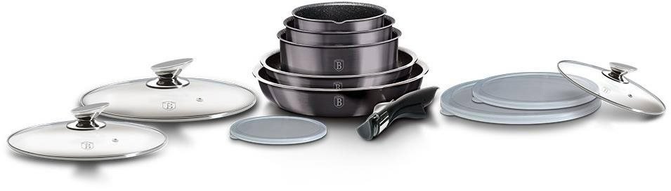 BERLINGERHAUS Cookware Set Cookware Set with Removable Handle 12 Pieces Carbon PRO Line