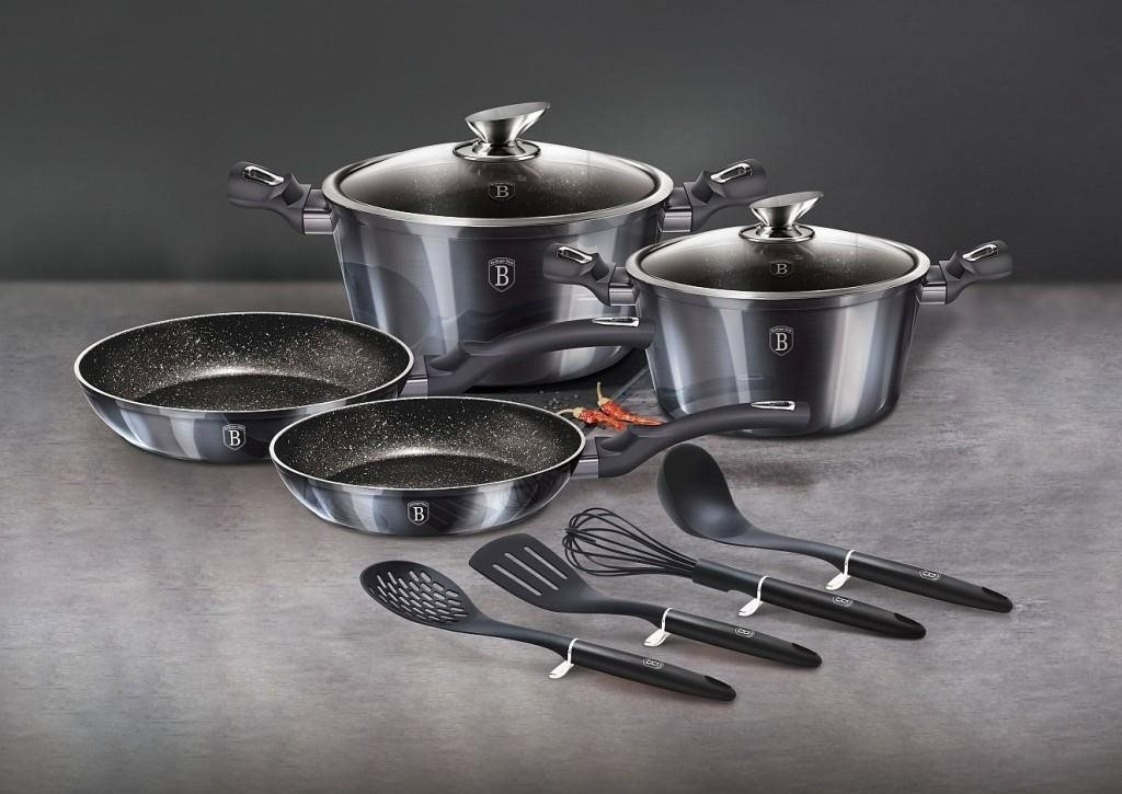 BERLINGERHAUS Cookware set with marble surface Carbon PRO Line 10 pcs