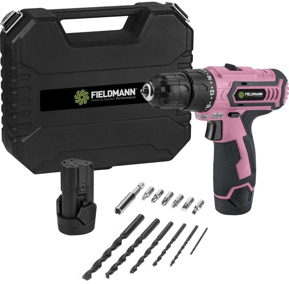 Aku vrtačka FIELDMANN Vrtačka AKU 12V růžová s příslušenstvím FDV 10253-A (1x1,3 Ah)