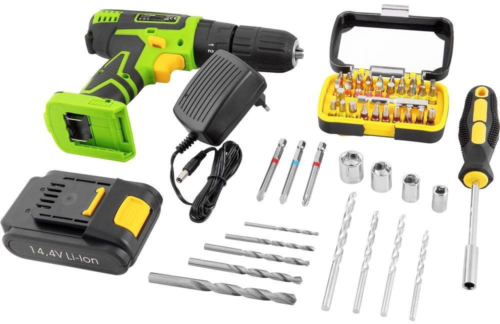 Aku vrtačka FIELDMANN Vrtačka AKU 14,4V s příklepem a příslušenstvím FDV 10352-55AR (1x2 Ah)