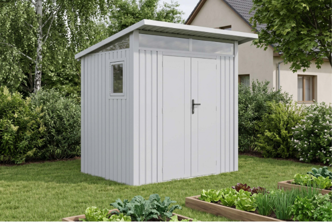 G21 Madison 427 Garden Shed - 225 × 190cm, metal silver