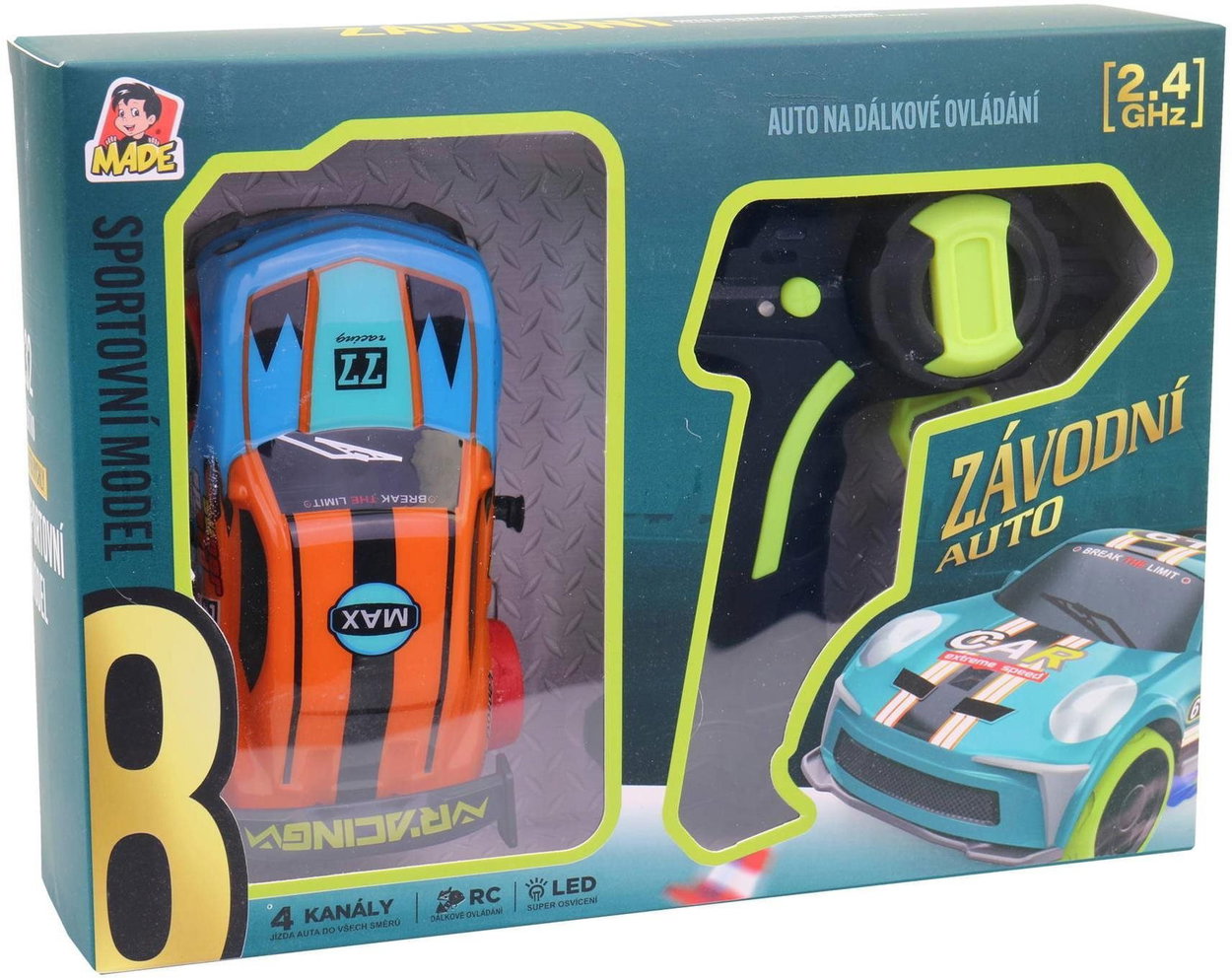 RC car MaDe Car racing on control 2,4 GHz 13 cm blue-orange