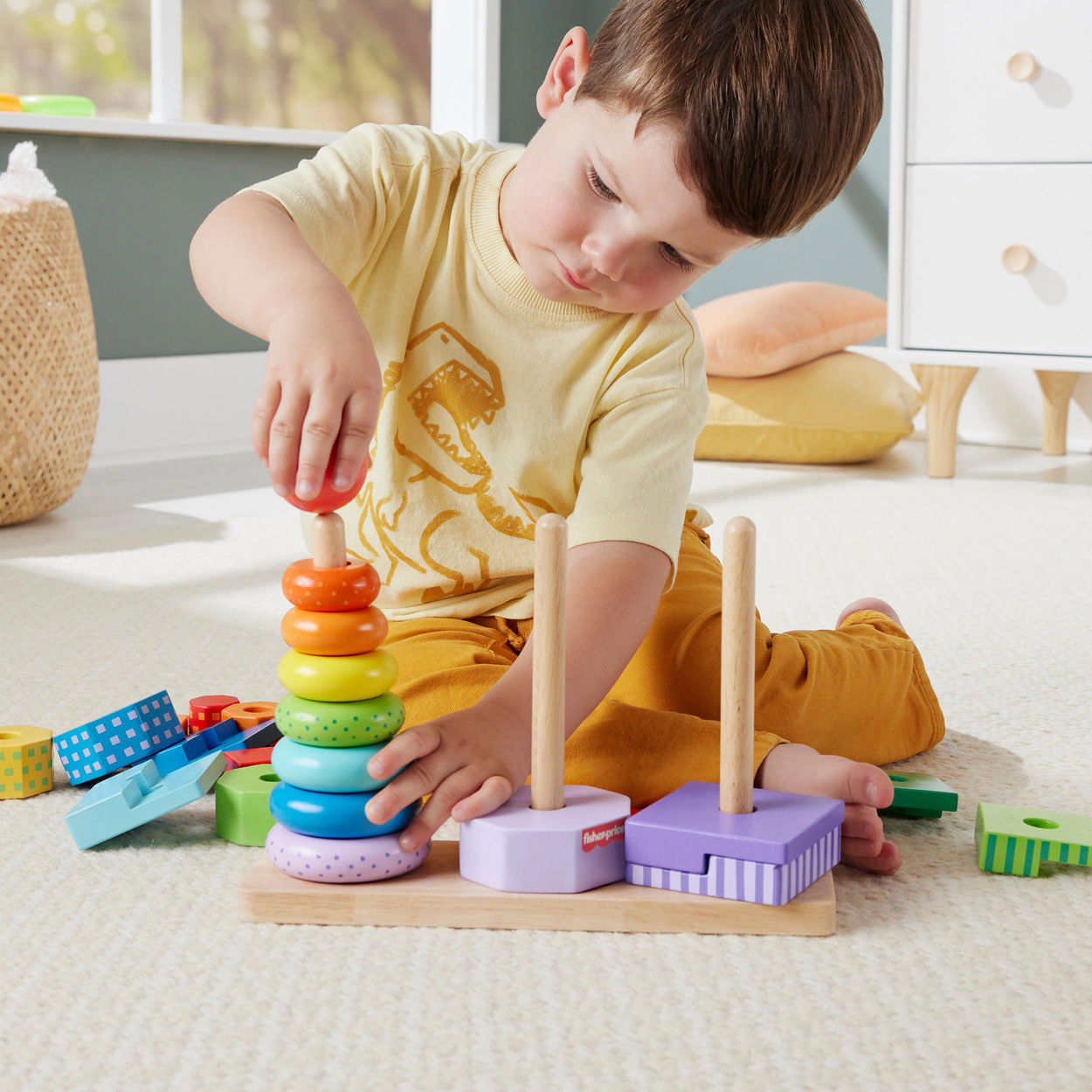 Navlékací kroužky Fisher-Price Věž ke třídění tvarů