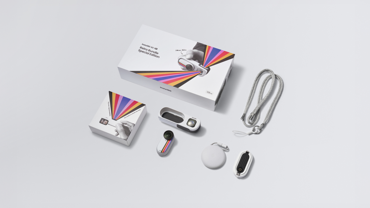 Insta360 GO 3S Retro Bundle (Special Edition) - Canvas White 64GB Outdoor Camera